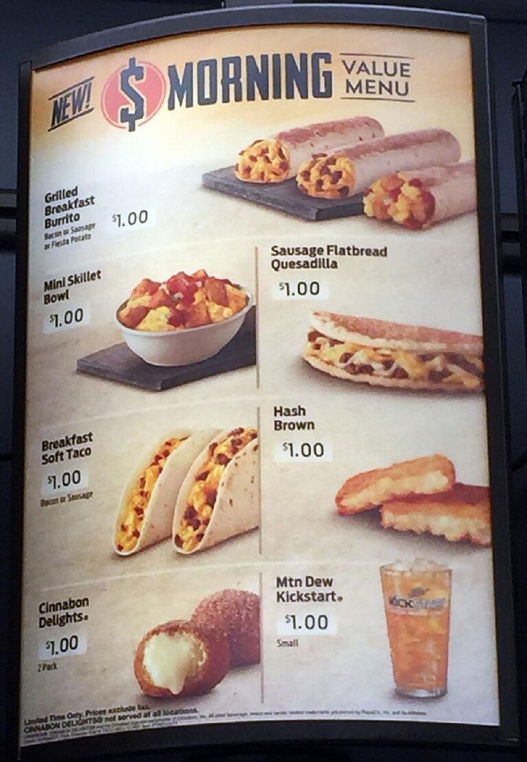 Taco Bell Breakfast Menu With Prices